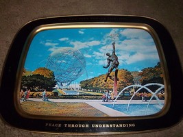 1964-65 New York Worlds Fair Unisphere Souvenir Metal Large TV Tray Peace VGPC - £15.56 GBP