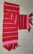 6.5x60 Inch Red White Stripe Scarf With Fringe Unisex Winter Warm Classic - $12.99