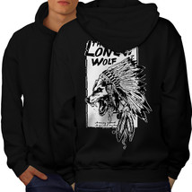 The Lone Wolf Indian Sweatshirt Hoody Wild Pack Men Hoodie Back - £16.75 GBP
