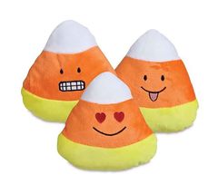 MPP DOG TOY! Emoji Candy Corn Dog Toys Funny Face Halloween Plush 6&quot; Pick Smile  - £8.01 GBP+