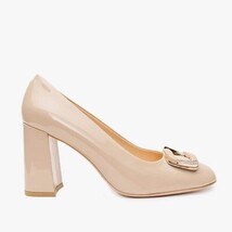 The Ferrara Cream Patent Leather Block Heel Pump Women Shoe image 6