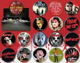 Popular Horror Movies Metal Photo Button Assortment of 144, NEW BOXED - £101.78 GBP