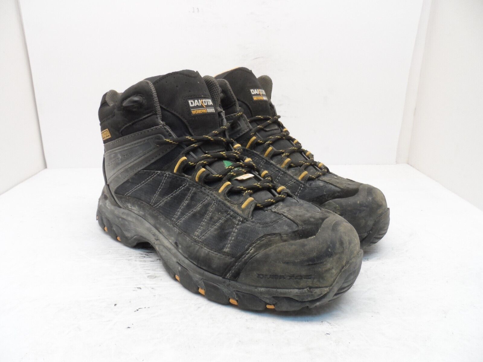 DAKOTA Men&#39;s Mid-Cut Quad Comfort Steel Toe Work Boots Black Size 9.5WL - $28.49