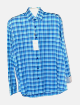 Bertigo Teal Blue Plaid Cotton Stylish Men&#39;s Dress Shirt Size XL /5 - $93.18
