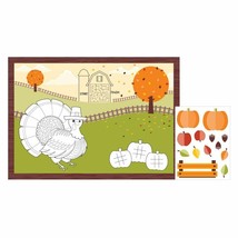 Thanksgiving Fall Party Placemat Fun Kids Activity Kit Stickers 8 Ct - $5.44