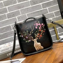 Chinese Style Embroidery Women Bag 2022 New Retro High Quality Leather Shoulder  - £81.75 GBP
