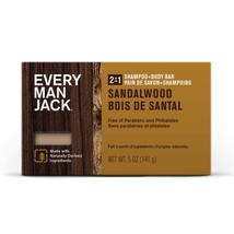 Every Man Jack Sandalwood Mens 2-in-1 Bar Soap - Wash and Shampoo for All Skin T - £28.18 GBP