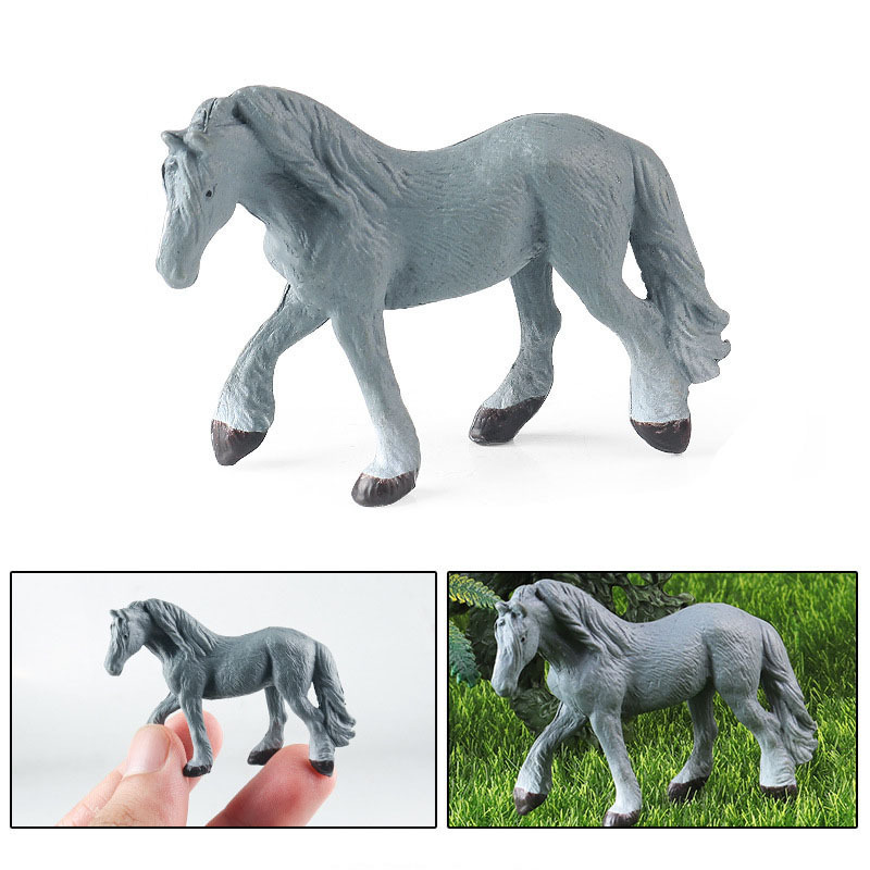 Grey Shire Horse Figurine Realistic Educational Animal Toy Collectible - $3.99+