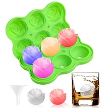 Silicone Rose Ice Cube Trays,1.8 inch 6 Ice Ball Maker Molds with cover,Easy rel - £12.17 GBP