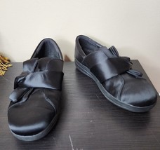 Fitflop F-Sporty II Bowy Black Satin Slip-on Loafer Shoes Size 10 - $23.38