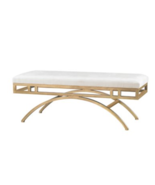 Regency Coastal Modern Designer Bench Ottoman Gold &amp; Plush Upholstery 48&quot; - £573.93 GBP