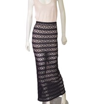 Alice + Olivia Black Elastic Sheer Lace Long Skirt Half Lined size 2 - $98.01