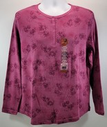 L) Faded Glory Woman Stretch Printed Henley Cozy Malve 14W/16W - £5.94 GBP