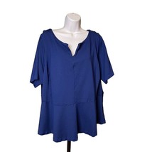 Lands End Blue Blouse Peplum Waist Plus Size 3X Career Work c - £18.64 GBP