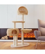 4-Level Cat Tree with Natural Sisal Scratching Posts and Teasing Rope 63“H - £236.07 GBP