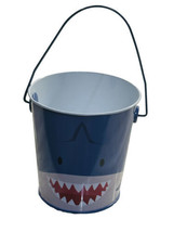 Adorable Animal Lover Party Shark Favor Tin Pail Candy Holder 4 Inches - £10.02 GBP
