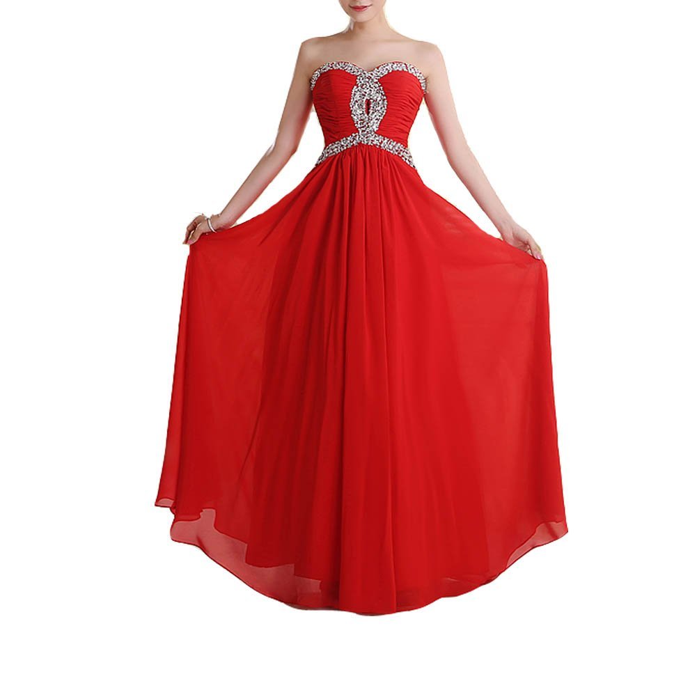 Kivary Women's Sweetheart Beaded A Line Chiffon Key-hole Long Prom Bridesmaid Ev