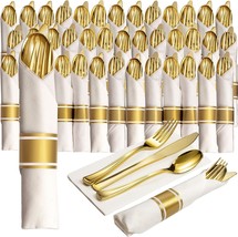 200 Pc. Set, Service For 50 - Wrapped Disposable Silverware Set With Forks, - £32.80 GBP