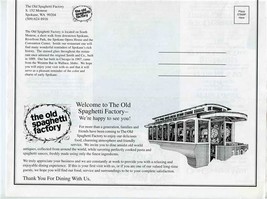 The Old Spaghetti Factory Menus Spokane Washington 1997 - £16.39 GBP