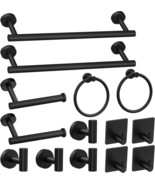 A 14-Piece Set Of Matte Black Bathroom Accessories, Wall-Mounted Towel R... - $798.07 MXN