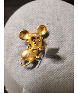 Vintage Signed Avon Mouse Brooch Gold Tone Articulated Glasses Rhineston... - £7.62 GBP