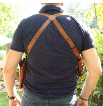 Fits SIG P938 Vertical Leather Shoulder Holster Double Mag #1098# RH image 5