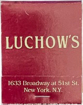 Luchow&#39;s, New York City, Match Book Matches Matchbook - £9.37 GBP