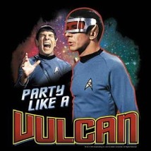 Star Trek Classic TV Series Spock Party Like A Vulcan Collage T-Shirt NEW UNWORN - $17.41