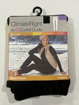 Climate Right Cuddl Duds Women&#39;s Stretch Fleece Leggings Black Size Medium - £7.07 GBP