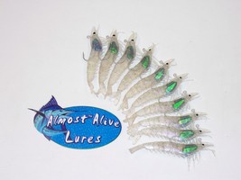 Almost Alive Lures Artificial Soft Plastic Shrimp 4.25&quot; Silver Rigged 10pk - £17.29 GBP