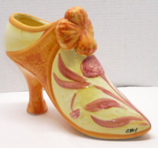 VTG 9&quot; x 7&quot; Shoe Planter Ceramic High Heeled Hand Painted In Italy Shoe Planter - £20.03 GBP