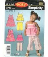 Simplicity Sewing Pattern 3740 Top Pants Dress Child Size 1/2-4 - £7.08 GBP