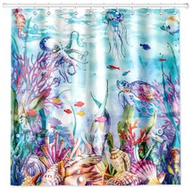 Blue Ocean Shower Curtains Marine Life Fish Shower Curtain Ocean Seaworld Shower - £23.15 GBP