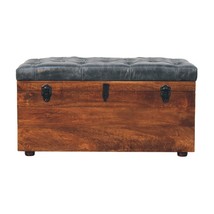 Black Buffalo hide leather Storage Trunk - $556.00