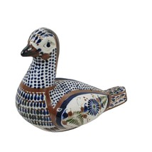Clay Chicken Duck Bird Figurine Mexico Art Pottery 8&quot; Santana Tonala Blu... - £20.24 GBP