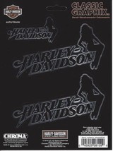 HARLEY DAVIDSON MOTORCYCLES CLASSIC SILHOUETTE LADY  LOGO 5&quot; STICKER DECAL - £19.61 GBP