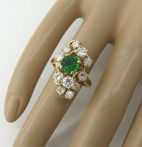 14k 1.75 CTTW Diamond Gold Cocktail Ring 1CT Lab Emerald Appraisal $5169... - $3,499.99