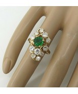 14k 1.75 CTTW Diamond Gold Cocktail Ring 1CT Lab Emerald Appraisal $5169 SZ 6.5 - $3,499.99