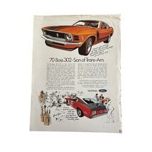 VTG Original 1970 Ford Mustang Boss 302 Print Ad Son of Trans-Am 4 Speed... - $4.85