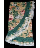 VTG Gorgeous Colorful Shabby Floral Lace Trim 68 x 70 Tan Tablecloth USA... - $50.75 CAD