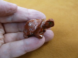 Y-TUR-LA-36) Tortoise land turtle carving SOAPSTONE FIGURINE love little... - $8.59