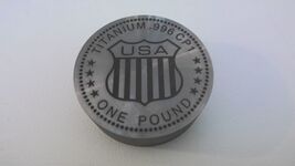 Incuse Made In The  USA 1 lb. Pound .996 CP1 Titanium 3” Coin Bullion Round - $61.25