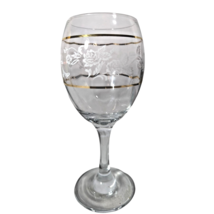 Circleware Dutchess Crystal Wine Goblet Blown Glass Clear Gold Stripes - $17.07