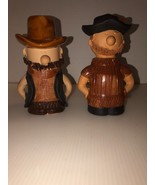 Holt Howard Japan Cowboy Western Pottery Salt &amp; Pepper Shakers 6&quot; - £17.43 GBP