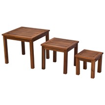 Outsunny 3PC Outdoor Nesting Patio Tables: Acacia Wood &amp; Versatile - $2,795.80 MXN