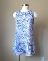 Cute Light Blue Foral Silhouette Chiffon Tiered Mini Dress Size Small - £11.81 GBP