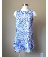 Cute Light Blue Foral Silhouette Chiffon Tiered Mini Dress Size Small - $14.99