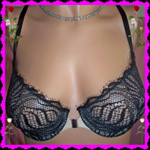 32D Black Lace Victorias Secret Very Sexy Tie Back unlined Front Close D... - $34.99