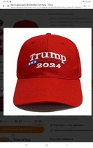 Trump 2024 Red With White Print Full Cover Cotton Blend Adjustable One Size - £10.74 GBP
