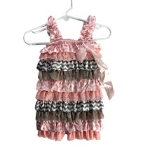 Pink Gray Girls Baby Toddler Size 12 18 Months Tiered Romper 1 pc shorts... - £15.78 GBP
